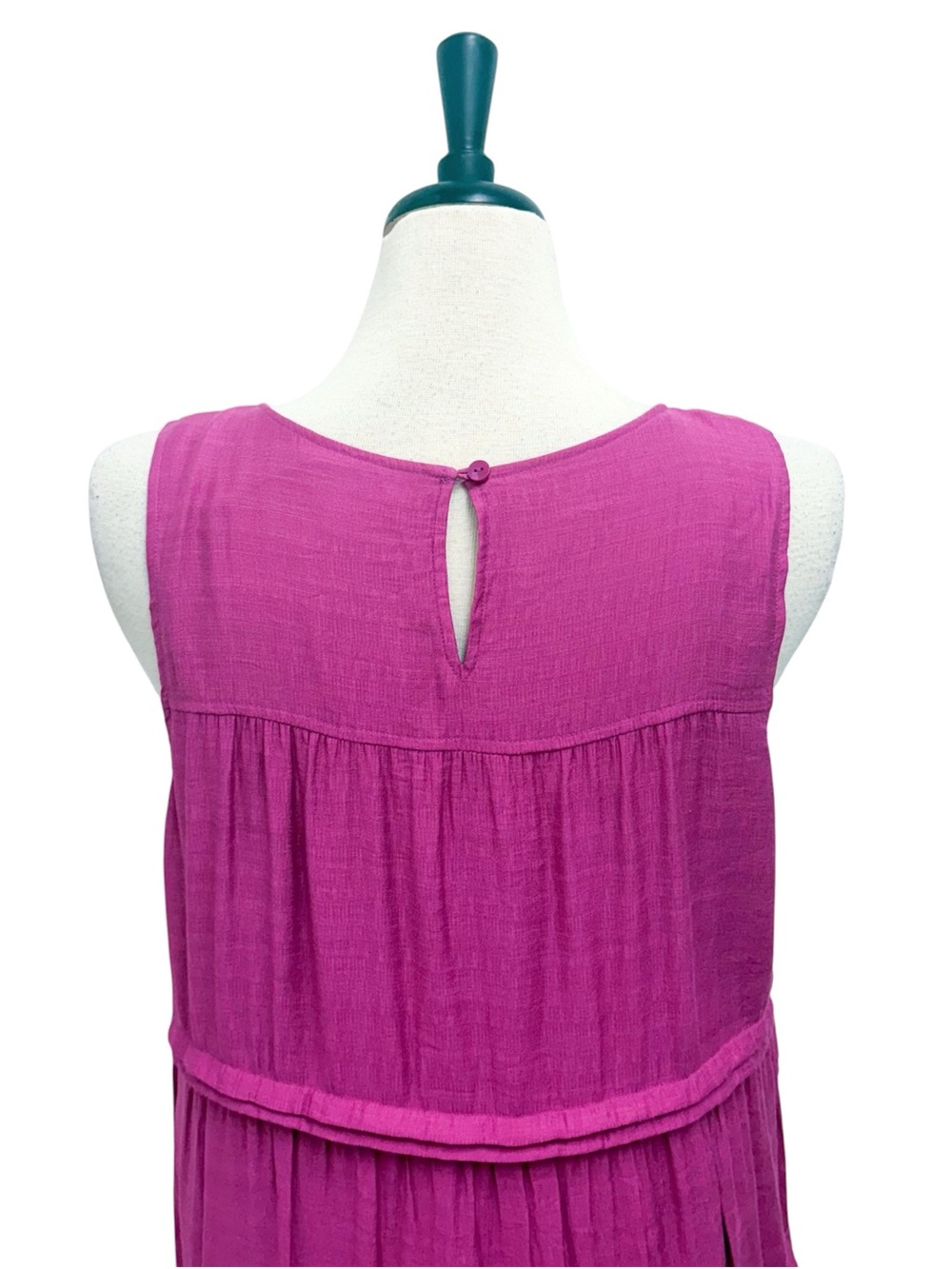 J Jill Raspberry Crush Sleeveless Pintuck Tiered A Line Relaxed Midi Dress Large - Picture 6 of 10